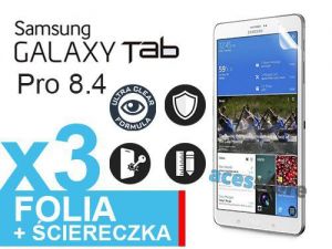 3x Folia ochronna na ekran Samsung Galaxy Tab Pro 8.4 + 3x ściereczka