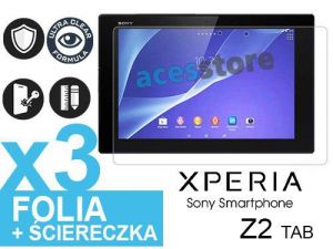 3x Folia ochronna na ekran Sony Xperia Z2 Tablet + 3x ściereczka