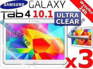 3x Folia ochronna na ekran Samsung Galaxy Tab 4 10.1 + 3x ściereczka