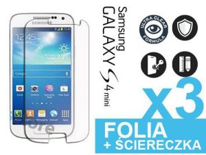 3x Folia ochronna na ekran do Samsung Galaxy S4 mini + 3x ściereczka