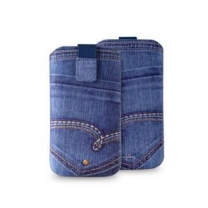 PURO Jeans Case - Etui uniwersalne do smartfonów rozmiar M (granatowy)