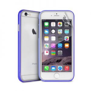 PURO Bumper Cover - Etui iPhone 6/6s z folią na ekran w zestawie (niebieski)
