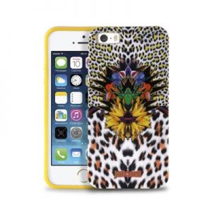 JUST CAVALLI Leopard Flower - Etui iPhone 5/5s/SE + tapeta QR (żółty)