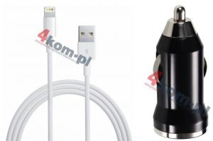 Ładowarka samochodowa + kabel 8pin USB iPhone iPod - Czarny