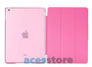 6w1- Przezroczyste Back Cover + Smart Cover + 2x folia + rysik + ściereczka do iPad Mini 2 3 - Różow