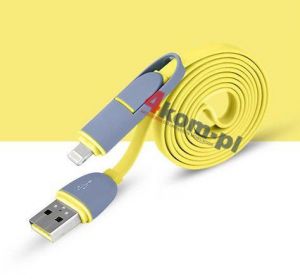 2w1 Kabel micro USB + LIGHTNING 8 pin do iPhone 5 5S 6 6+ - Żółty
