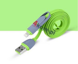 2w1 Kabel micro USB + LIGHTNING 8 pin do iPhone 5 5S 6 6+ - Zielony