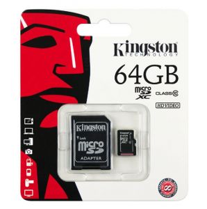 Kingston karta microSDXC 64GB klasa 10 + adapter