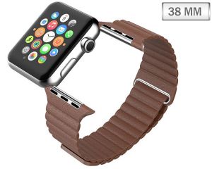 Brązowy Skórzany Pasek LOOP - Zapięcie magnes do Apple Watch 38mm  - Brązowy