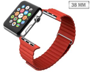 Czerwony Skórzany Pasek LOOP - Zapięcie magnes do Apple Watch 38mm  - Czerwony