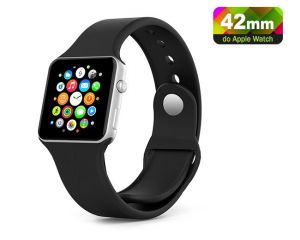 CZARNY Sportowy silikonowy pasek do Apple Watch 42mm - Czarny