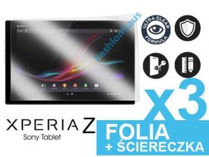 3x Folia ochronna na ekran Sony Xperia Z Tab + 3x ściereczka