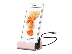 Stacja dokująca + kabel do iPhona 5/5S/SE/6/6S/7 iPada mini iPod Touch 5 Różowa - Różowy