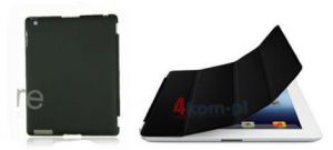 6w1- Matowe Back Cover + Smart Cover + 2x folia + rysik + ściereczka do iPad 2 3 4 - Czarny