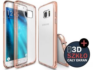 Etui Rearth Ringke Fusion Samsung Galaxy S7 Edge + 3D CAŁE SZKŁO - Różowy