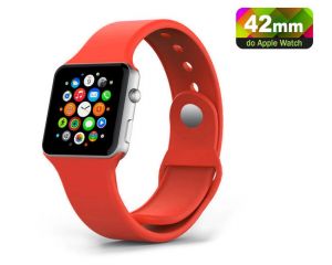 CZERWONY Sportowy silikonowy pasek do Apple Watch 42mm - Czerwony