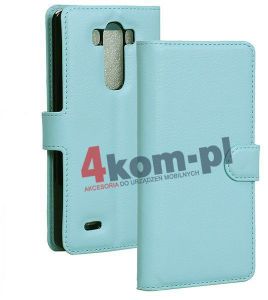 3w1 Etui portfel LG G3 + folia + ściereczka - Niebieski