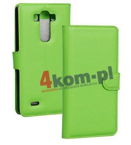 3w1 Etui portfel LG G3 + folia + ściereczka - Zielony
