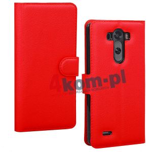 3w1 Etui portfel LG G3 + folia + ściereczka - Czerwony