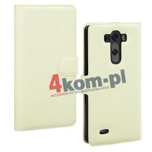 3w1 Etui portfel LG G3 + folia + ściereczka - Biały