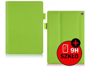 ETUI POKROWIEC SKÓRZANY LENOVO YOGA 3 850 + SZKŁO HARTOWANE - Zielony