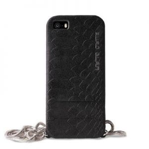 PURO GLAM Chain - Etui iPhone 5/5s/SE z 2 kieszeniami na karty w/silver chain (czarny)