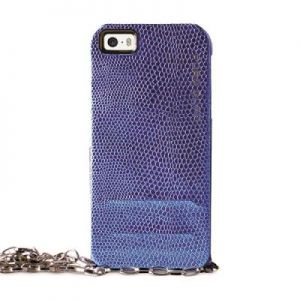 PURO GLAM Chain - Etui iPhone 5/5s/SE z 2 kieszeniami na karty w/gold chain (niebieski)