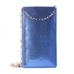 PURO GLAM Chain - Etui uniwersalne do smartfonów z 2 kieszeniami na karty w/gold chain XXL (niebiesk