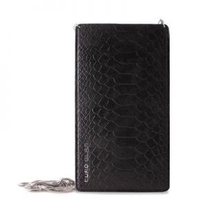 PURO GLAM Chain - Etui uniwersalne do smartfonów z 2 kieszeniami na karty w/sliver chain XXL (czarny