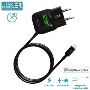 PURO Mini Travel Fast Charger -  Ładowarka Apple 2.4A złącze Lightning MFi (czarny)