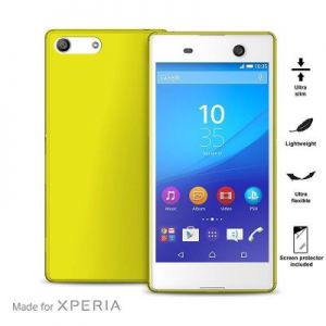 PURO Ultra Slim \"0.3\" Cover - Zestaw etui + folia na ekran Xperia M5 (limonkowy)